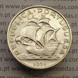 MOEDA 5$00 ESCUDOS "CINCO ESCUDOS" PRATA 1934 (MBC-) -  REPÚBLICA PORTUGUESA