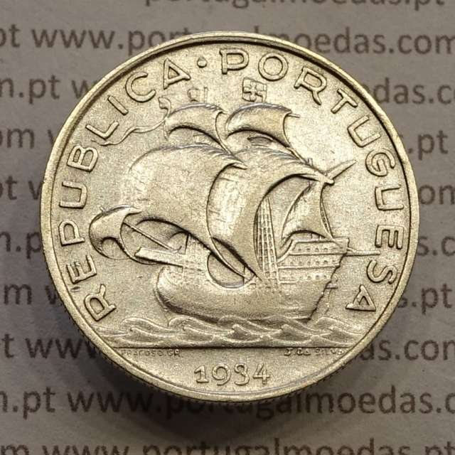 MOEDA 5$00 ESCUDOS "CINCO ESCUDOS" PRATA 1934 (MBC-) -  REPÚBLICA PORTUGUESA