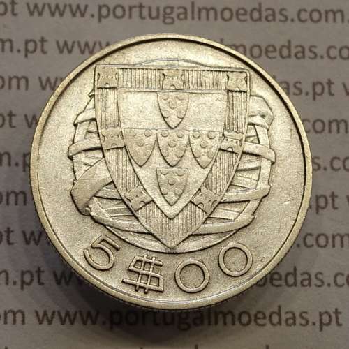 MOEDA 5$00 ESCUDOS "CINCO ESCUDOS" PRATA 1934 (MBC-) -  REPÚBLICA PORTUGUESA