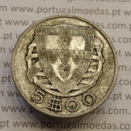 MOEDA 5$00 ESCUDOS "CINCO ESCUDOS" PRATA 1934 (BC) -  REPÚBLICA PORTUGUESA