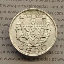 Silver coin 5 Escudos 1937 of Portugal, 5$00 Escudos 1937 silver of the Portuguese Republic, (VF+), World Coins Portugal KM 581