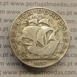 MOEDA 5$00 ESCUDOS "CINCO ESCUDOS" PRATA 1937 (BC) -  REPÚBLICA PORTUGUESA