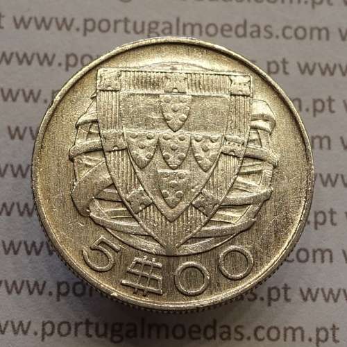 MOEDA 5$00 ESCUDOS "CINCO ESCUDOS" PRATA 1940 (MBC) -  REPÚBLICA PORTUGUESA