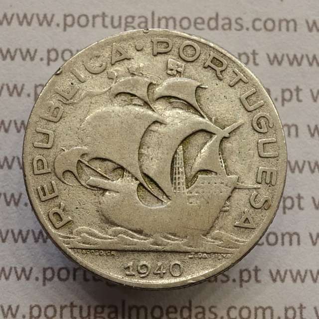 MOEDA 5$00 ESCUDOS "CINCO ESCUDOS" PRATA 1940 (BC-) -  REPÚBLICA PORTUGUESA