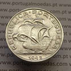 MOEDA 5$00 ESCUDOS "CINCO ESCUDOS" PRATA 1942 (MBC+) -  REPÚBLICA PORTUGUESA MOEDA 5$00 ESCUDOS "CINCO ESCUDOS" PRATA 1942 (MBC+) -  REPÚBLICA PORTUGUESA