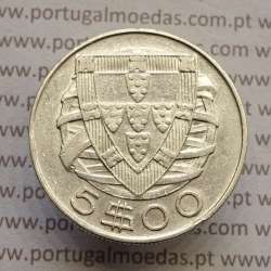 MOEDA 5$00 ESCUDOS "CINCO ESCUDOS" PRATA 1942 (MBC) -  REPÚBLICA PORTUGUESA