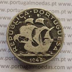 MOEDA 5$00 ESCUDOS "CINCO ESCUDOS" PRATA 1942 (BC) -  REPÚBLICA PORTUGUESA