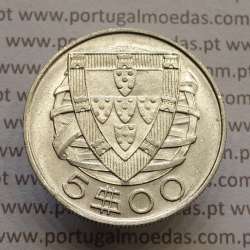 coin 5 escudos 1943, 5$00 silver 1943, Five Escudos 1943 of the Portuguese Republic, (Bela), World Coins Portugal KM 581