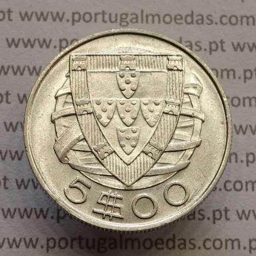 coin 5 escudos 1943, 5$00 silver 1943, Five Escudos 1943 of the Portuguese Republic, (Bela), World Coins Portugal KM 581