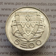5 escudos 1943 prata,5$00 prata 1943, Cinco Escudos 1943 da República Portuguesa, (Bela), World Coins Portugal KM 581