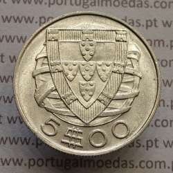 coin 5 escudos 1943, 5$00 silver 1943, Cinco Escudos 1943 of the Portuguese Republic, (Bela), World Coins Portugal KM 581