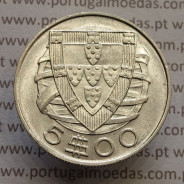 MOEDA 5$00 ESCUDOS "CINCO ESCUDOS" PRATA 1943 (BELA) -  REPÚBLICA PORTUGUESA