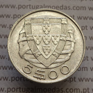 MOEDA 5$00 ESCUDOS "CINCO ESCUDOS" PRATA 1943 (MBC) -  REPÚBLICA PORTUGUESA