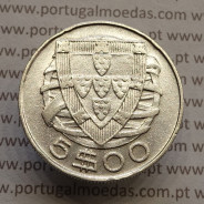MOEDA 5$00 ESCUDOS "CINCO ESCUDOS" PRATA 1943 (MBC) -  REPÚBLICA PORTUGUESA