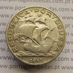 MOEDA 5$00 ESCUDOS "CINCO ESCUDOS" PRATA 1943 (BC) -  REPÚBLICA PORTUGUESA MOEDA 5$00 ESCUDOS "CINCO ESCUDOS" PRATA 1943 (BC) -  REPÚBLICA PORTUGUESA