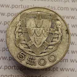 MOEDA 5$00 ESCUDOS "CINCO ESCUDOS" PRATA 1943 (BC) -  REPÚBLICA PORTUGUESA