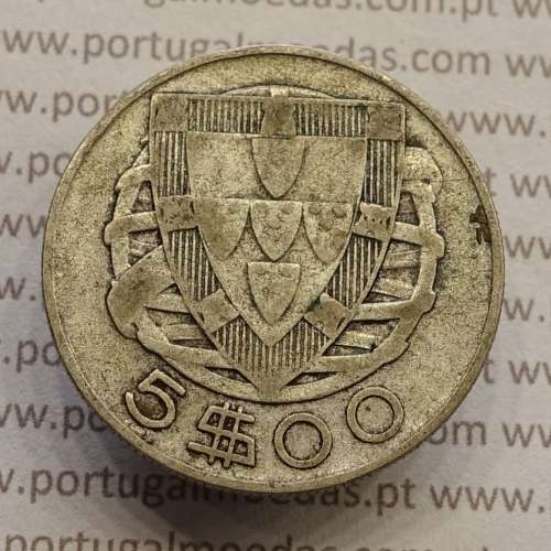 MOEDA 5$00 ESCUDOS "CINCO ESCUDOS" PRATA 1943 (BC) -  REPÚBLICA PORTUGUESA