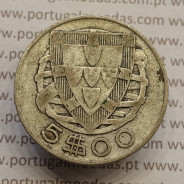 MOEDA 5$00 ESCUDOS "CINCO ESCUDOS" PRATA 1943 (BC) -  REPÚBLICA PORTUGUESA