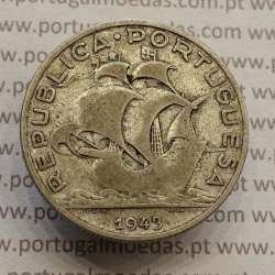 MOEDA 5$00 ESCUDOS "CINCO ESCUDOS" PRATA 1943 (BC) -  REPÚBLICA PORTUGUESA