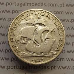 MOEDA 5$00 ESCUDOS "CINCO ESCUDOS" PRATA 1943 (BC) -  REPÚBLICA PORTUGUESA MOEDA 5$00 ESCUDOS "CINCO ESCUDOS" PRATA 1943 (BC) -  REPÚBLICA PORTUGUESA