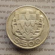 MOEDA 5$00 ESCUDOS "CINCO ESCUDOS" PRATA 1943 (BC) -  REPÚBLICA PORTUGUESA