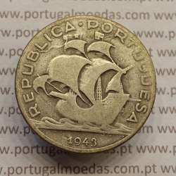 MOEDA 5$00 ESCUDOS "CINCO ESCUDOS" PRATA 1943 (BC) -  REPÚBLICA PORTUGUESA MOEDA 5$00 ESCUDOS "CINCO ESCUDOS" PRATA 1943 (BC) -  REPÚBLICA PORTUGUESA