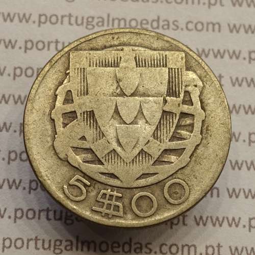 MOEDA 5$00 ESCUDOS "CINCO ESCUDOS" PRATA 1943 (BC) -  REPÚBLICA PORTUGUESA