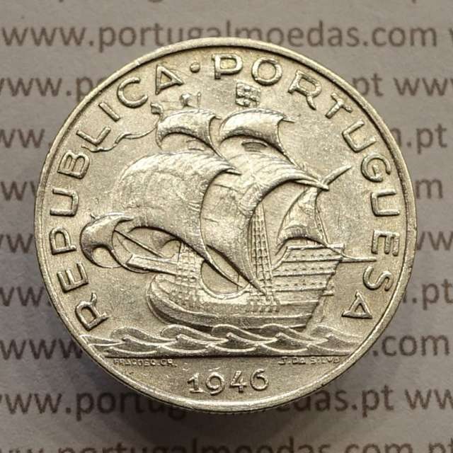 MOEDA 5$00 ESCUDOS "CINCO ESCUDOS" PRATA 1946 (BELA-) -  REPÚBLICA PORTUGUESA