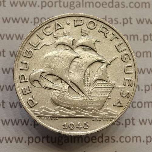 MOEDA 5$00 ESCUDOS "CINCO ESCUDOS" PRATA 1946 (MBC) -  REPÚBLICA PORTUGUESA