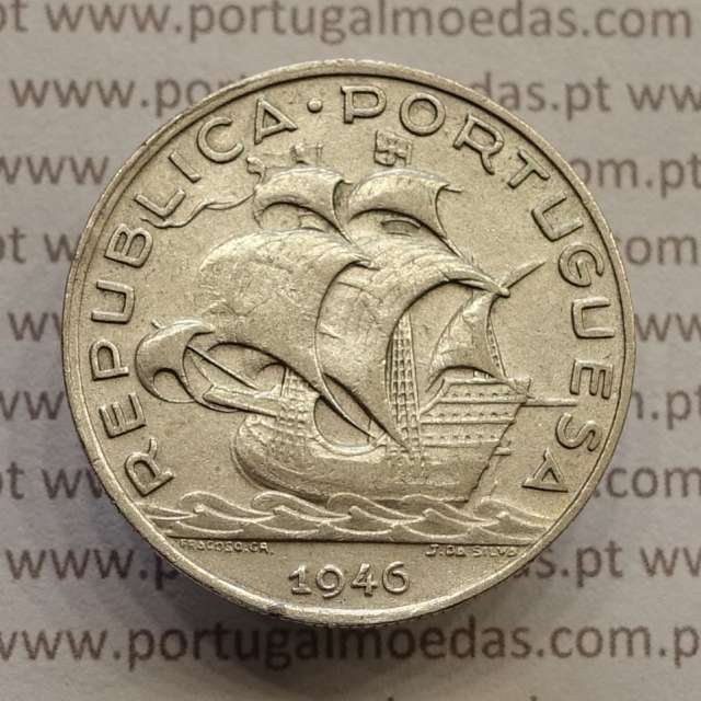 MOEDA 5$00 ESCUDOS "CINCO ESCUDOS" PRATA 1946 (MBC) -  REPÚBLICA PORTUGUESA