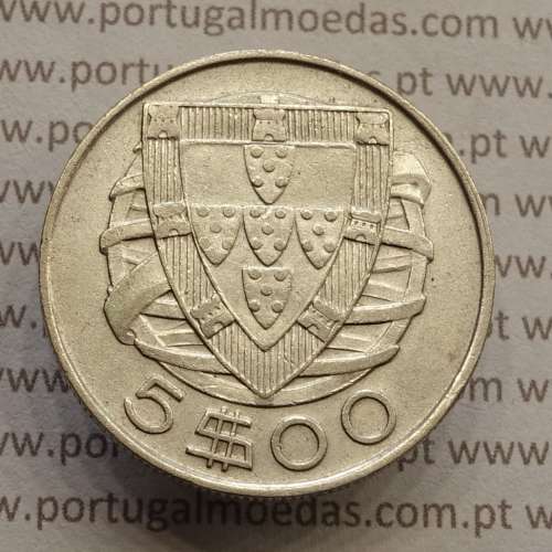 MOEDA 5$00 ESCUDOS "CINCO ESCUDOS" PRATA 1946 (MBC) -  REPÚBLICA PORTUGUESA