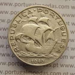 MOEDA 5$00 ESCUDOS "CINCO ESCUDOS" PRATA 1946 (MBC) -  REPÚBLICA PORTUGUESA