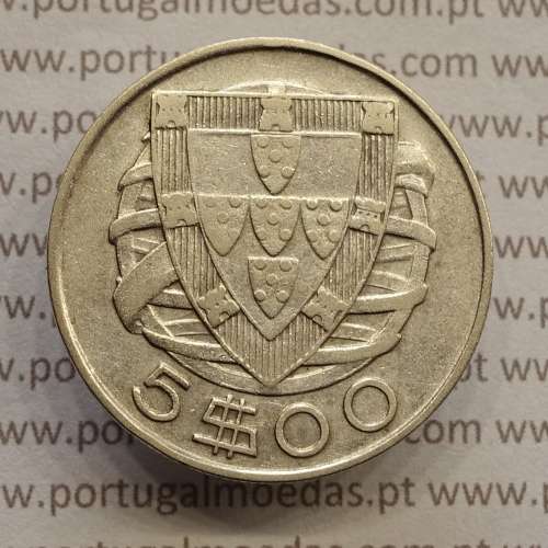 MOEDA 5$00 ESCUDOS "CINCO ESCUDOS" PRATA 1946 (MBC) -  REPÚBLICA PORTUGUESA