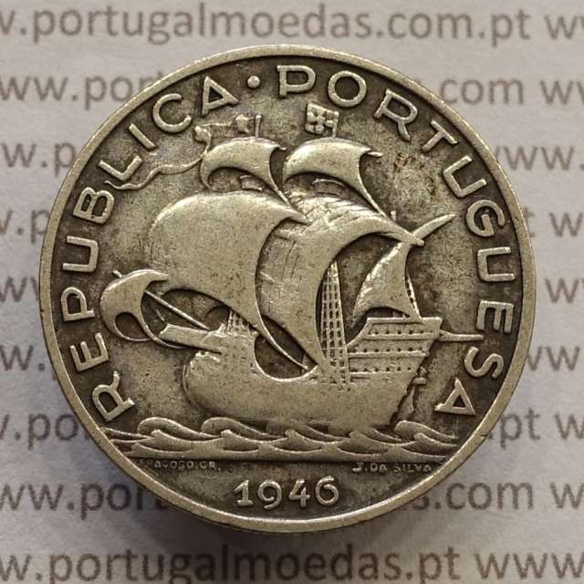 MOEDA 5$00 ESCUDOS "CINCO ESCUDOS" PRATA 1946 (BC+) -  REPÚBLICA PORTUGUESA