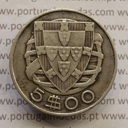 MOEDA 5$00 ESCUDOS "CINCO ESCUDOS" PRATA 1946 (BC+) -  REPÚBLICA PORTUGUESA