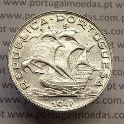 5$00 1947 prata, 5 escudos 1947 prata da República Portuguesa, (Bela), World Coins Portugal KM 581