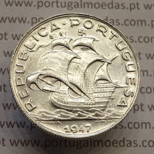 5$00 1947 prata, 5 escudos 1947 prata da República Portuguesa, (Bela), World Coins Portugal KM 581