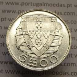 5$00 1947 prata, 5 escudos 1947 prata da República Portuguesa, (Bela), World Coins Portugal KM 581