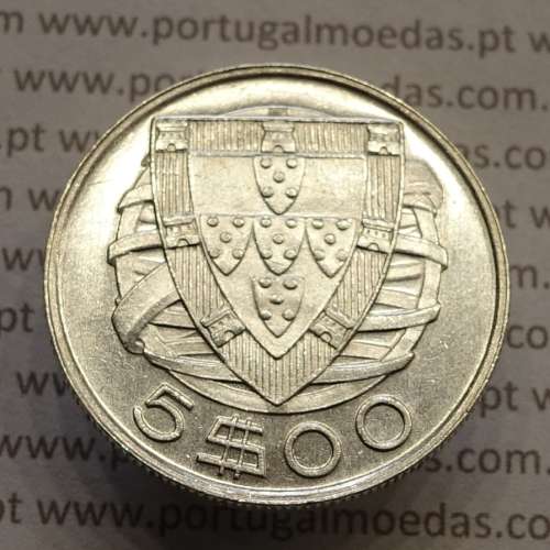 5$00 1947 prata, 5 escudos 1947 prata da República Portuguesa, (Bela), World Coins Portugal KM 581