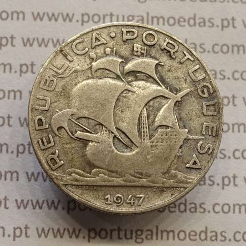 MOEDA 5$00 ESCUDOS "CINCO ESCUDOS" PRATA 1947 (BC) -  REPÚBLICA PORTUGUESA