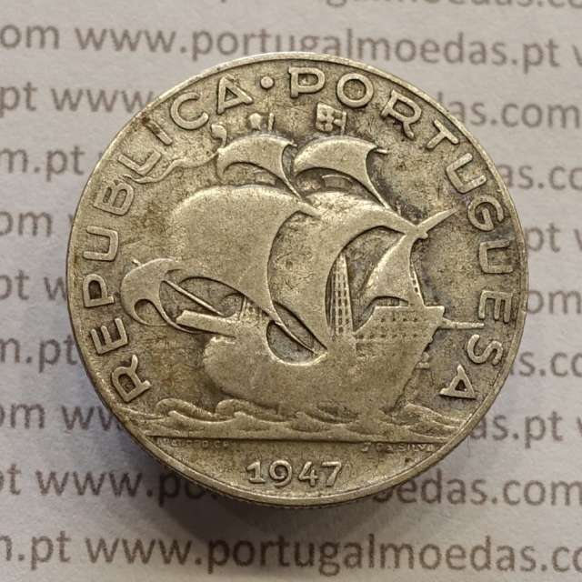 MOEDA 5$00 ESCUDOS "CINCO ESCUDOS" PRATA 1947 (BC) -  REPÚBLICA PORTUGUESA