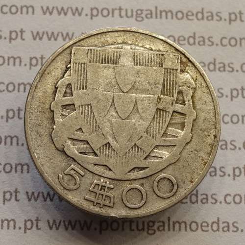 MOEDA 5$00 ESCUDOS "CINCO ESCUDOS" PRATA 1947 (BC) -  REPÚBLICA PORTUGUESA