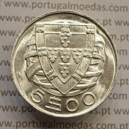 Portugal, silver coin of 5 Escudos 1948, 5$00 1948 silver coin of the Portuguese Republic, (UNC), World Coins Portugal KM 581