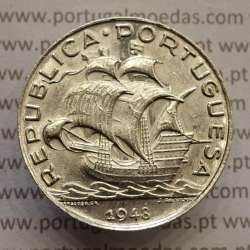 5 escudos 1948 prata, 5$00 1948 prata da República Portuguesa, (Bela), World Coins Portugal KM 581