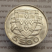 5 escudos 1948 prata, 5$00 1948 prata da República Portuguesa, (Bela), World Coins Portugal KM 581