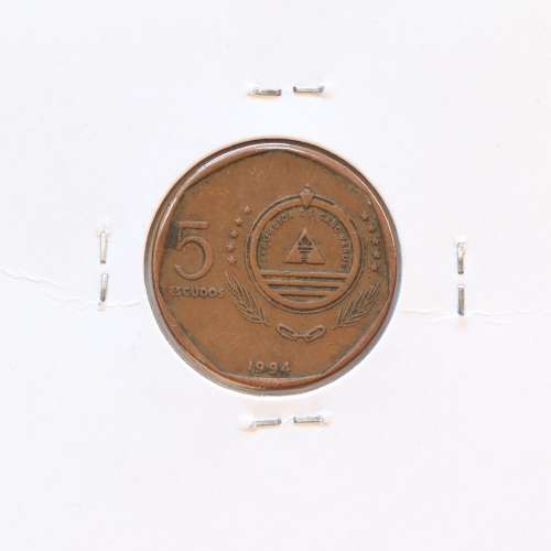 MOEDA DE 5 ESCUDOS 1994 AÇO COBRE - REPÚBLICA DE CABO VERDE - KRAUSE WORLD COINS CAPE VERDE KM36