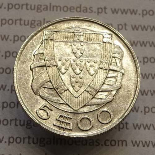 MOEDA 5$00 ESCUDOS "CINCO ESCUDOS" PRATA 1948 (MBC+) -  REPÚBLICA PORTUGUESA