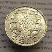 MOEDA 5$00 ESCUDOS "CINCO ESCUDOS" PRATA 1948 (MBC+) -  REPÚBLICA PORTUGUESA