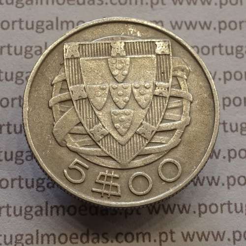 MOEDA 5$00 ESCUDOS "CINCO ESCUDOS" PRATA 1951 (MBC) -  REPÚBLICA PORTUGUESA