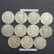 COLEÇÃO COMPLETA DE MOEDAS 5$00 ESCUDOS "CINCO ESCUDOS" PRATA DE 1932  A 1951 - LOTE 11 MOEDAS